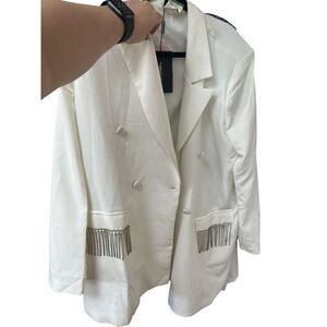 Pretty Little Things White Silk Suit Jacket Size 3x New with Tags Never Worn Bea